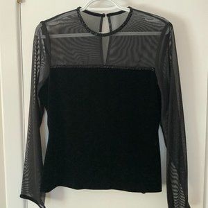 Jessica Howard Velvet and Sheer Evening Shirt